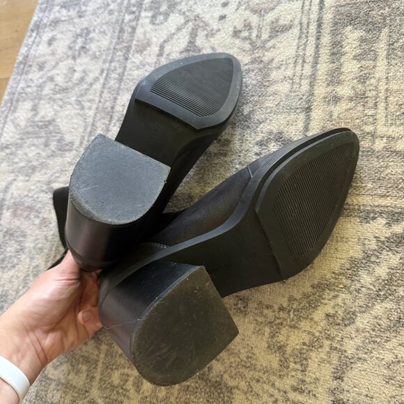 ZARA Black Leather Front Zip Chunky Ankle Leather Boots 38 - Picture 5 of 6